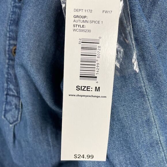 NWT Passports Denim Half Button Down Top Size M - Picture 8 of 8